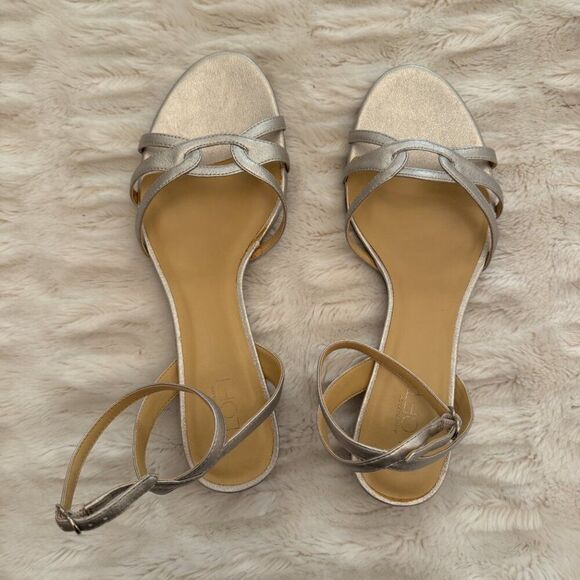 Ann Taylor Loft Silver Metallic Strappy Sandals - Picture 3 of 7